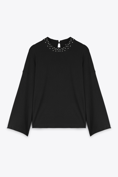 TOP EN MAILLE À COL FANTAISIE