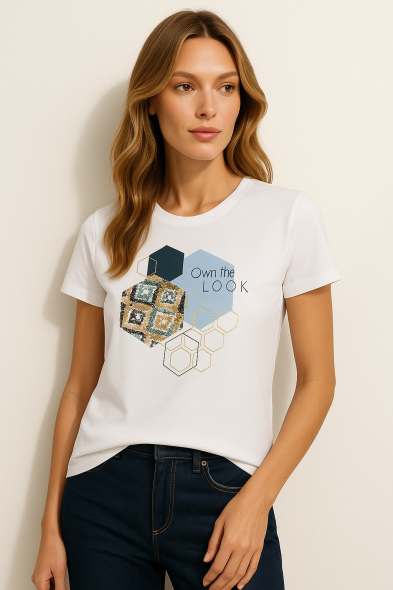 T-SHIRT À MOTIF GÉOMÉTRIQUE