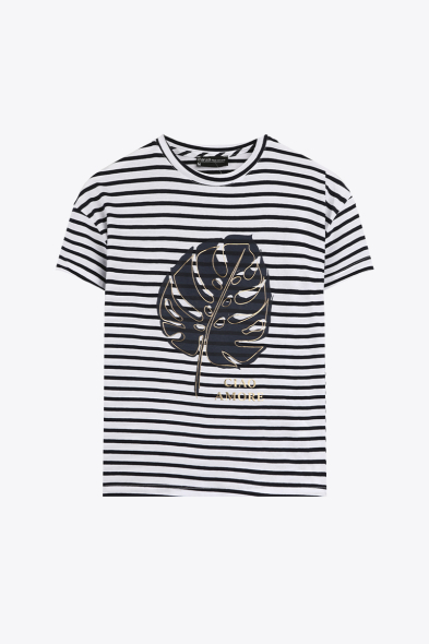 T-SHIRT RAYÉ À IMPRIMÉ