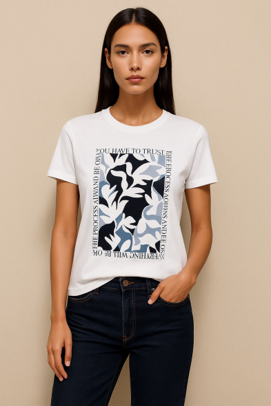 TEE-SHIRT IMPRIMÉ BLEU