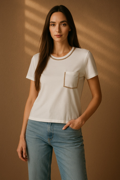 T-SHIRT À DÉTAIL DORÉ