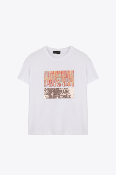 T-SHIRT IMPRIMÉ À PAILLETTES