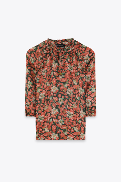 BLOUSE SATINÉE IMPRIMÉE