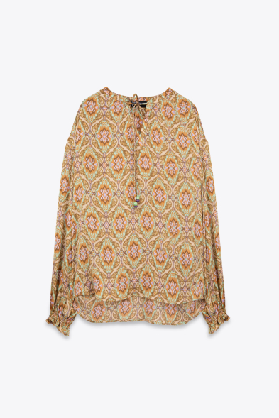 BLOUSE SATINÉE IMPRIMÉE