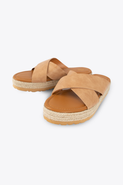 Sandales croisées semelles raphia
