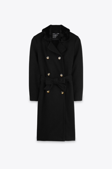MANTEAU CROISÉ À FOURRURE