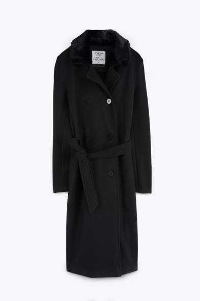 Manteau col monté en fourrure
