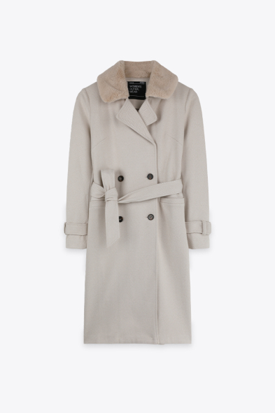 MANTEAU COL À FOURRURE