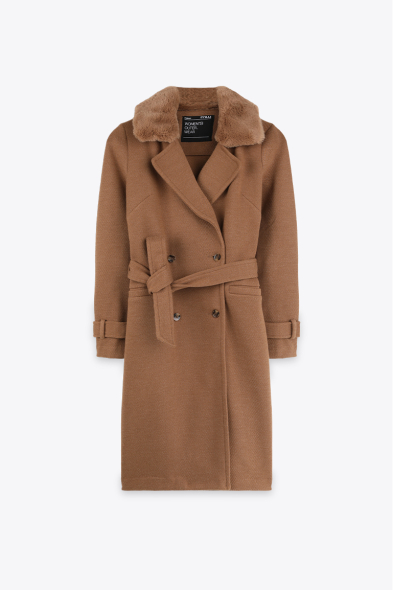 MANTEAU CROISÉ COL EN FOURRURE