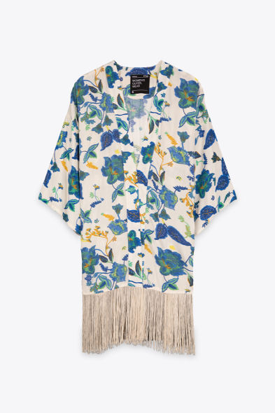 KIMONO À FRANGES LONGUES