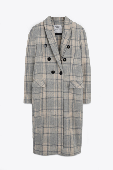 MANTEAU DROIT A CARREAUX