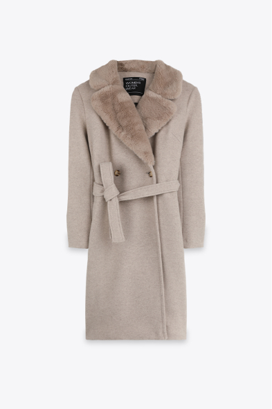 MANTEAU CROISÉ À FOURRURE