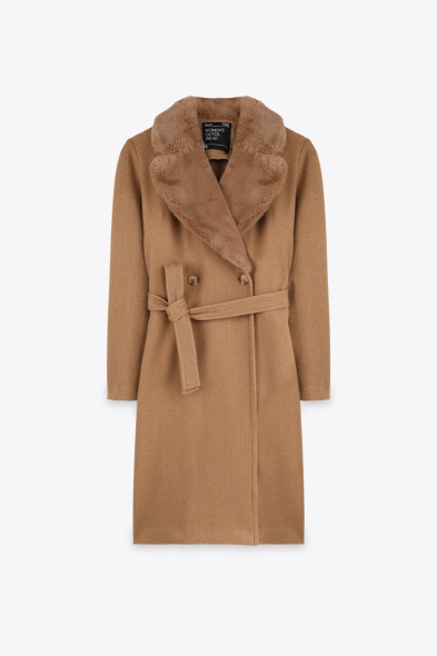 MANTEAU CROISÉ À FOURRURE