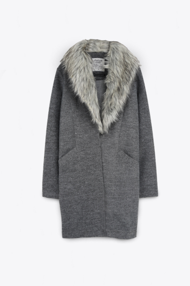 MANTEAU DROIT col en fourrure