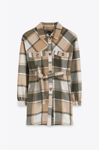 MANTEAU DOUX À CARREAUX