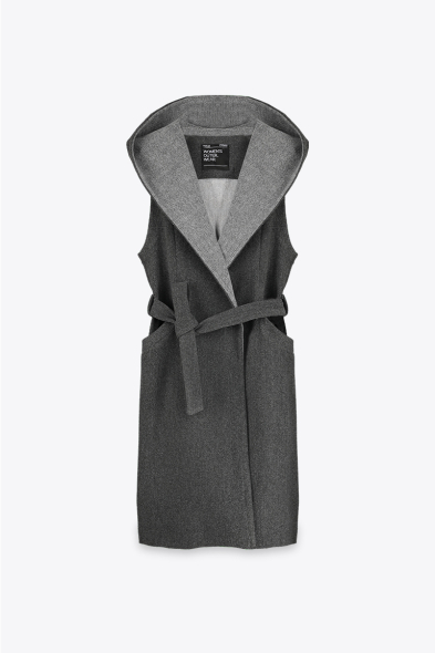 MANTEAU SANS MANCHES À CAPUCHE