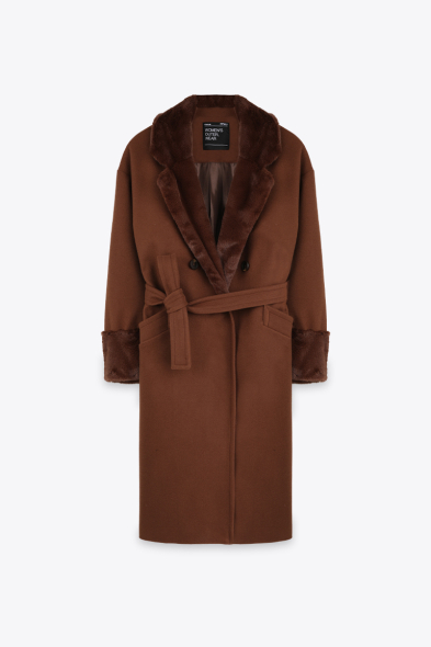 MANTEAU CROISÉ À FOURRURE