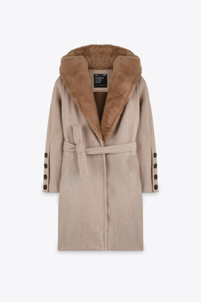 MANTEAU DOUX À FOURRURE ET CAPUCHE