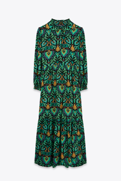ROBE IKAT PRINT À COL CHEMISE