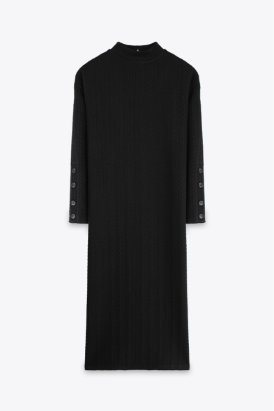 ROBE LONGUE TEXTURÉE À BOUTONS