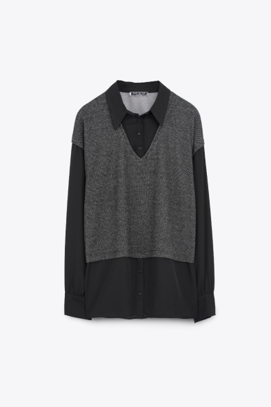 TOP À COL ET MANCHE CHEMISE