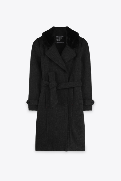 MANTEAU DOUX COL À FOURRURE