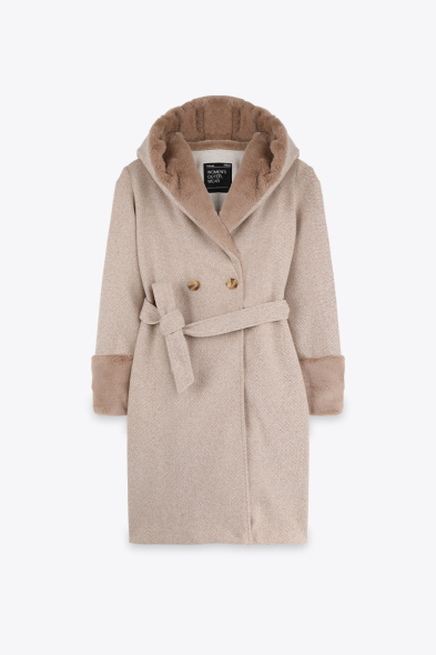 MANTEAU À CAPUCHE ET FOURRURE