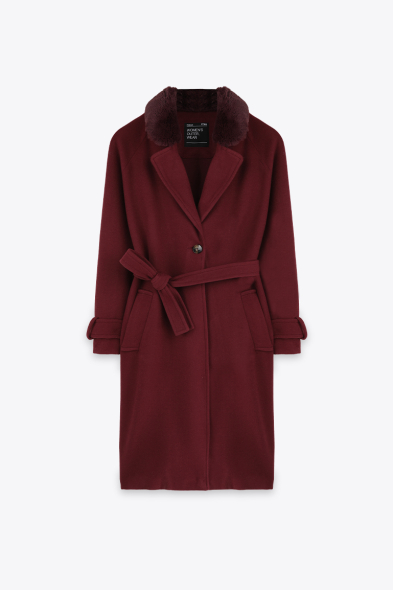 MANTEAU DOUX CROISÉ À FOURRURE