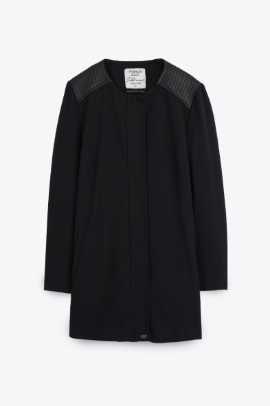 Manteau à empiècement effet cuir