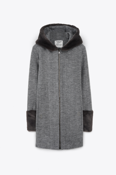 MANTEAU À ZIP ET FOURRURE